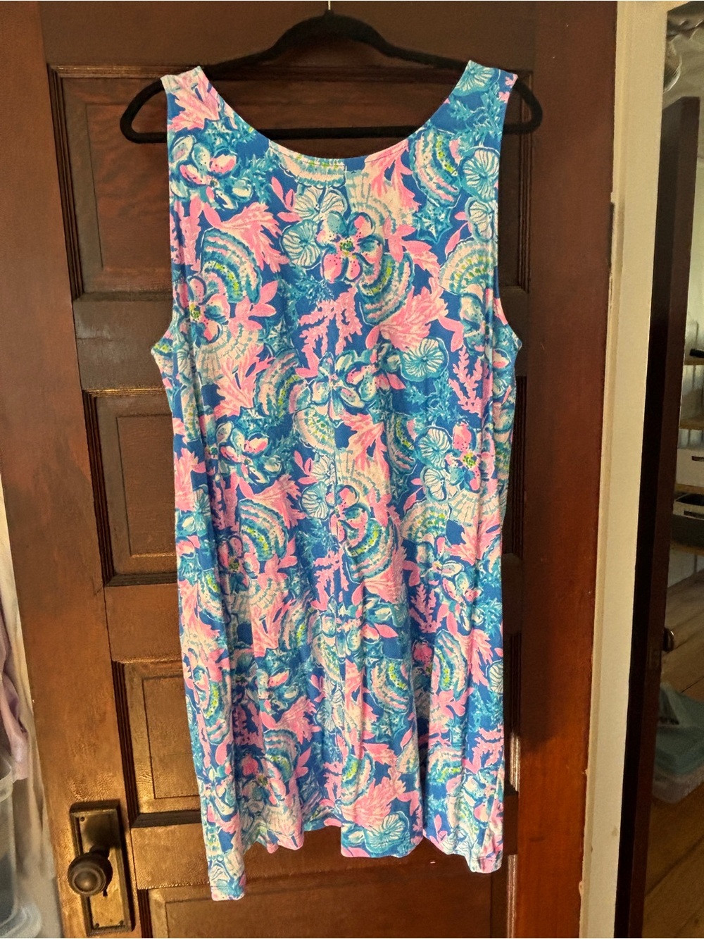 Lilly Pulitzer Sleeveless Floral Shift Dress in Blue, Pink & Green